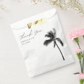Tropical Beach Bruiloft Palm Tree Zwart & Wit Bedankzakje (Gezegeld)