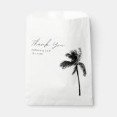 Tropical Beach Bruiloft Palm Tree Zwart & Wit Bedankzakje (Voorkant)