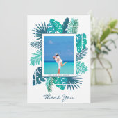 Tropical Beach Bruiloft Pas getrouwd Foto Bedankkaart (Staand voorkant)