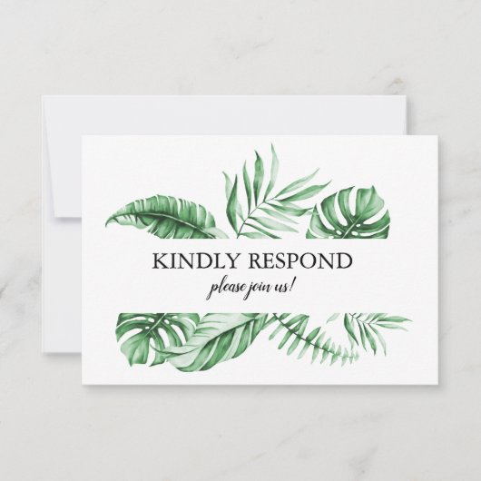 Tropical Beach Bruiloft RSVP Behuizing Invoegen Kaartje (Voorkant)