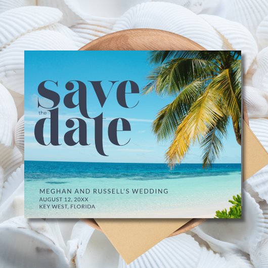 Tropical Beach Bruiloft Save the Date Cards Aankondiging