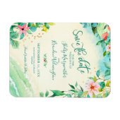 Tropical Beach Bruiloft SAVE THE DATE Floral Magneet (Horizontaal)