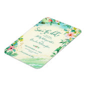 Tropical Beach Bruiloft SAVE THE DATE Floral Magneet (Linkerzijde)
