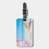 Tropical Beach Chair Zand Hawaiian Flower Bagagelabel (Voorkant verticaal)