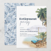 Tropical Beach Chairs Pensioenfeest Kaart (Voorkant / Achterkant)