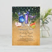 Tropical Beach Cheers Cocktails Verlovingsfeest Kaart (Staand voorkant)