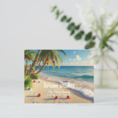 Tropical Beach Christmas Card – Custom Family card Feestdagenkaart (Staand voorkant)