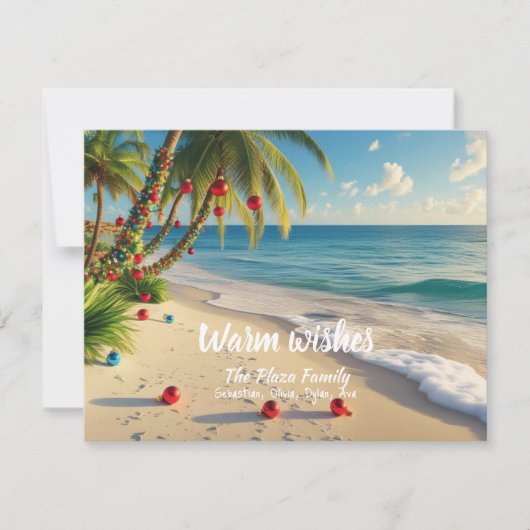 Tropical Beach Christmas Card – Custom Family card Feestdagenkaart (Voorkant)