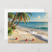 Tropical Beach Christmas Card – Custom Family card Feestdagenkaart (Voorkant / Achterkant)