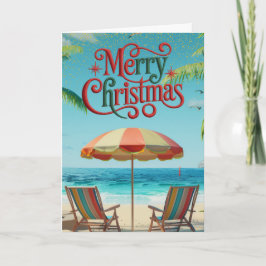 Tropical Beach Christmas Card Feestdagen Kaart