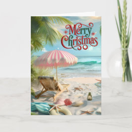 Tropical Beach Christmas Card Feestdagen Kaart