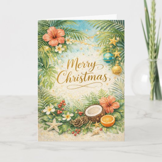 Tropical Beach Christmas  Feestdagen Kaart (Voorkant)