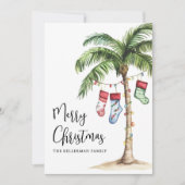 Tropical Beach Christmas Feestdagenkaart (Voorkant)
