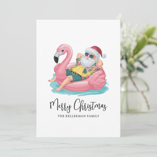 Tropical Beach Christmas Feestdagenkaart (Staand voorkant)