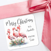 Tropical Beach Christmas Gift Tag Sticker