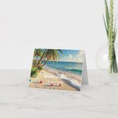 Tropical Beach Christmas Kaart – Aangepaste Famili (Voorkant)