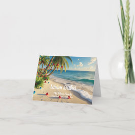 Tropical Beach Christmas Kaart – Aangepaste Famili