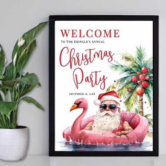 Tropical Beach Christmas Party Welkomstbord Poster