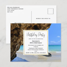 Tropical Beach Coast met Big Rock Verjaardag Uitno Briefkaart