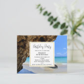 Tropical Beach Coast met Big Rock Verjaardag Uitno Briefkaart (Staand voorkant)