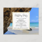 Tropical Beach Coast met Big Rock Verjaardag Uitno Briefkaart (Voorkant)