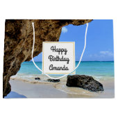 Tropical Beach Coast met een Big Rock Verjaardag Groot Cadeauzakje (Voorkant)