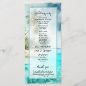 Tropical Beach Coastal Palm Trees Elegant Wedding Programmakaart (Achterkant)