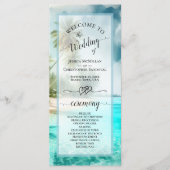 Tropical Beach Coastal Palm Trees Elegant Wedding Programmakaart (Voorkant)