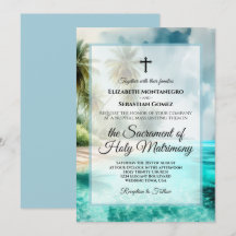 Tropical Beach Coastal Watercolor Catholic Wedding