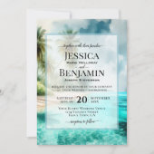 Tropical Beach Coastal Watercolor Stylish Wedding Kaart (Voorkant)
