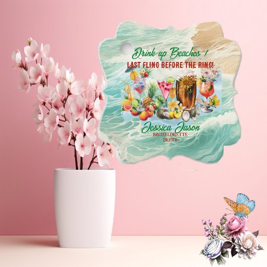 Tropical Beach Cocktails Fruits Bachelorette Party Bedankjes Labels
