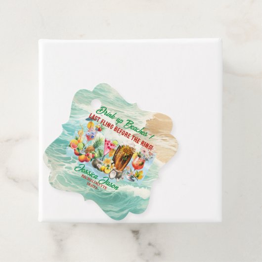 Tropical Beach Cocktails Fruits Bachelorette Party Bedankjes Labels (In situ)