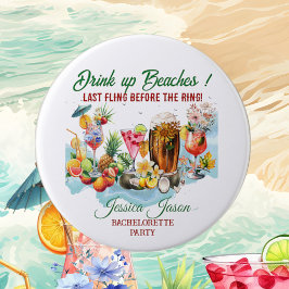 Tropical Beach Cocktails Fruits Bachelorette Party Ronde Button 7,6 Cm