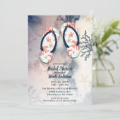 Tropical Beach Coral Teenslippers Vrijgezellenfees Kaart (Staand voorkant)