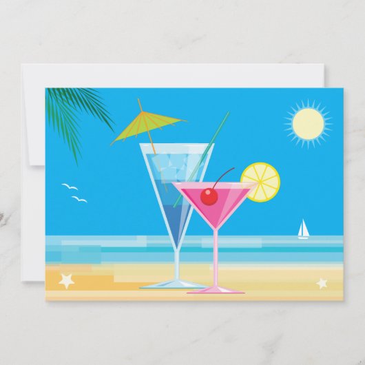 Tropical Beach Couple's Douche Uitnodiging (Voorkant)