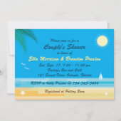 Tropical Beach Couple's Douche Uitnodiging (Achterkant)