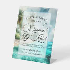 Tropical Beach Dancing Feet Flip Flop Wedding  Reclamebord Met Voetstuk