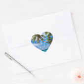 Tropical Beach Dank u bruiloft gunst Hart Sticker (Envelop)