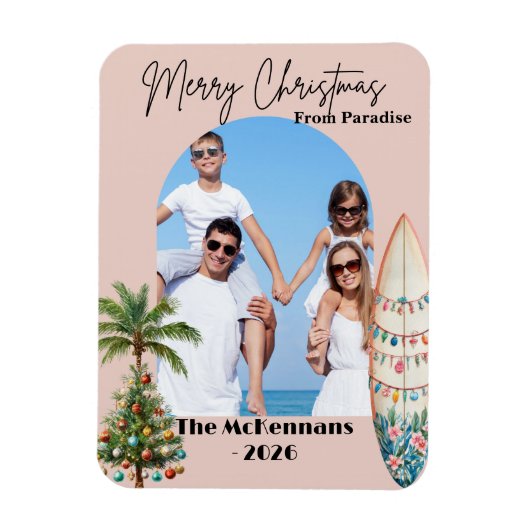 Tropical Beach Destination Christmas Kaart Magneet (Verticaal)