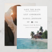 Tropical Beach Destination Photo Wedding Save The Date (Voorkant / Achterkant)