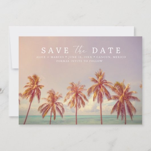 Tropical Beach Destination Wedding Photo Save The Date (Voorkant)