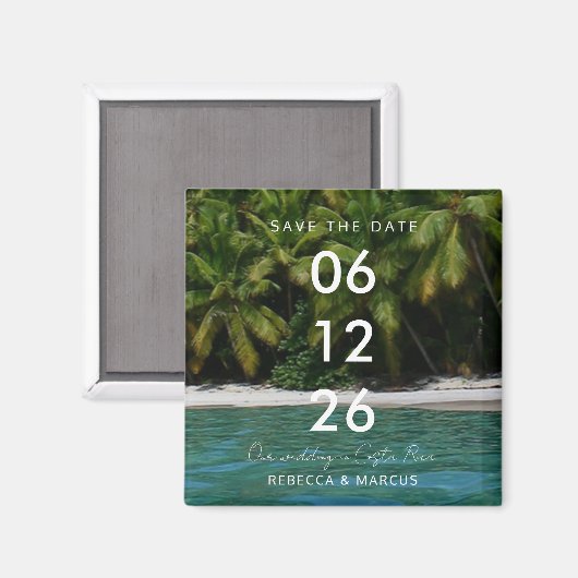 Tropical Beach Destination Wedding Save the Date Magneet (Voorkant / Achterkant)