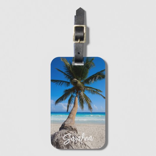 Tropical Beach Dream Personalized Bagagelabel (Voorkant (verticaal))