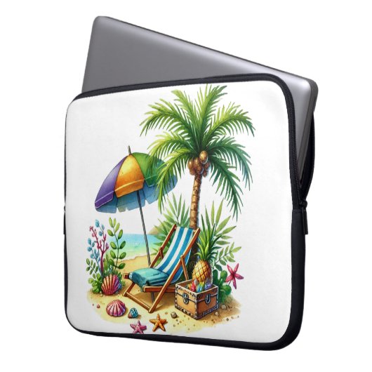 Tropical Beach Electronics Bag Laptop Sleeve (Voorkant Links)