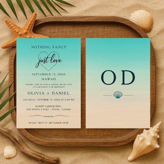 Tropical Beach Elopement Modern Wedding Reception Kaart