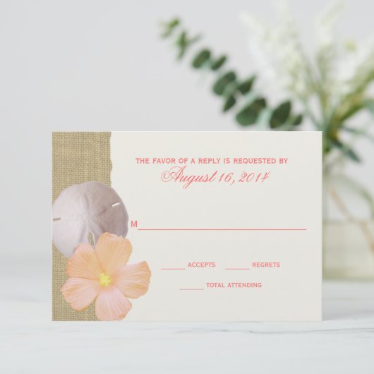 Tropical Beach en Burlap RSVP (Staand voorkant)
