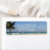 Tropical Beach en Palm Tree Retouradres Label (Insitu)
