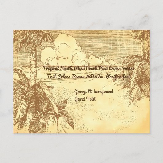 Tropical Beach  Etsen Test Briefkaart (Voorkant)