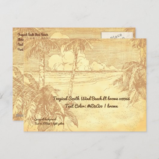 Tropical Beach  Etsen Test Briefkaart (Voorkant / Achterkant)