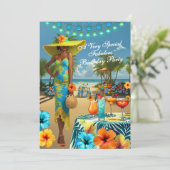 Tropical Beach Fabulous verjaardag Hibiscus Cockta Kaart (Staand voorkant)
